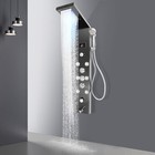 Hydroelectricity Display Rain Massage Full Body Shower System With Jets Black