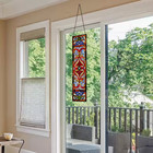 River Of Goods Stained Glass Window Panel Red Victorian Fleur De Lis 36 In  H