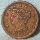 1853 Braided Hair Large Cent Near High Grade Old Us Coin  604