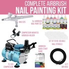Nail Art Airbrush Kit-set-air Compressor-paint-20pk Stencil Design Dual Action