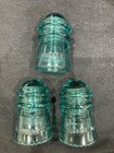 Lot Of 3  Vintage Green Blue Hemingray No 9  Glass Insulators