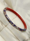 Vintage Chinese Carved Cinnabar  Cloisonn   Bangle Bracelet 7 