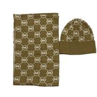 Michael Kors Womens Logo Scarf And Beanie Set Beige Cream Mk Hat Nib
