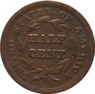 --1847 Braided Hair Half Cent Copper Coin--