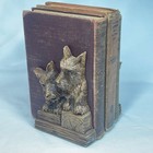 Vintage Ornawood Scottish Terrier Scottie Dog Bookends Brown Faux Wood Set 2