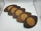 Mid Century Sere Vintage Japan Oval Wood cork Eye Coaster Set Of 5