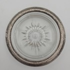 Leonard Silver Plated Crystal Glass Coasters 4    Made In Italy  Set Of 4 Vintage