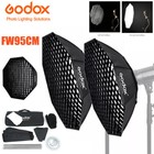 Us 2x Godox 95cm Octagonal Umbrella Softbox Honeycomb Grid Bowens Mount Softbox