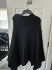 Lord   Taylor Black Cable Knit Button Shawl Wrap Poncho For Women Fall Winter