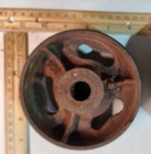 Industrial    2  Cast Iron Wheel Pulley     Lamp Base Steampunk Yard Art Etc