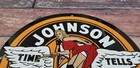 Vintage Johnson Gasoline Porcelain Gas Service Station Pump Plate Ad Sign