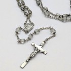 Vintage Sterling Silver Beaded Crystal Crucifix Religious Rosary Necklace 30g