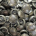 Old Brass Military Star Design Stamped embossed Metal Button 15 20 23 25mm Shank