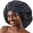 Super Jumbo Shower Cap Black Waterproof Reusable Hair Cover For Long Thick Style