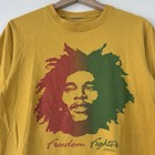 Vintage Bob Marley Freedom Fighter Reggae Music 2004 Yellow Tee Shirt - Small