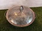 Vintage Hammered Aluminum Covered Serving Bowl Dish Casserole Lid Floral Tulip