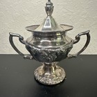 Continental Silver Ultraplate Vtg Silver Plated Covered  Sugar Bowl Ornate Grape