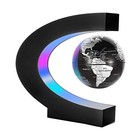 Magnetic Levitation Floating World Map Globe With Led Lights Desk Decor Black