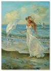 Young Girl A Walk Along The Seashore Art Morozova Russian New Modern Postcard