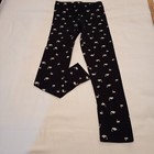 Old Navy Girls Jersey Leggings Size L Black White Swan Casual Comfort Lnc