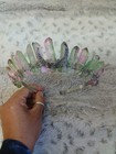Sage Goddess Wire-wrapped Quartz Points Crescent Moon Tiara - Pink   Green