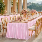 Wish Care 17ft Long Pink Satin Table Skirt For Rectangle Tables Wrinkle Glitter