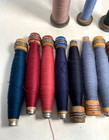 Wrapped Wood Quills  Bobbins  Spools  Threaded  Textile  Lot Of 15