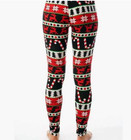 Christmas Holiday Leggings - Black Red Green - Xl
