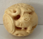 Ojime Bead Netsuke Chinese Zodiac Year Of The Pig 1 25  Round Carved Resin