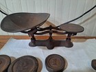 Antique Cast Iron Reading Hardware Co  Balance Scale   Cast Iron Weight Set