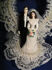 New Elegant Wedding Caketopper With Bride   Groom  Lacy Heart Background  182