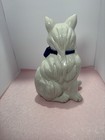 Vintage Ceramic Persian Cat Figurine Brazil 9    Tall White Green Eyes Serious