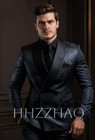 Black Paisley Men s Suits Shawl Lapel Double Breasted Wedding Groom Tuxedo 2 Pcs