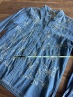 Floral Embroidered Denim Shirt jacket M - Vintage Koret City Blues 100  Cotton 