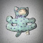 Vintage Russ Berrie Dimsum Cat Plush Blue Purple Polka Dot Kitten Ribbon Rare