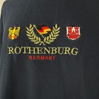 Large Vtg 90 s Rothenburg Germany Gold Embroidery Tshirt Navy Blue 100  Cotton