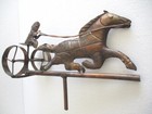 Antique Old Copper Weather Vane Horse Cart And Jockey Weathervane