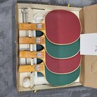 Vintage Knight Table Tennis Ping Pong Set  4 Paddles Net   Holders Iob