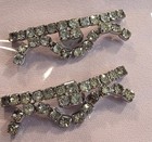 Vintage Rhinestone Shoe Clips Pair Silver Tone Dangle Art Deco Style
