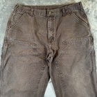 Vtg Carhartt B136 Dkb Pants Mens 38x32  36x30  Brown Dungaree Fit Double Knee