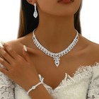 Silver Wedding Bridal Rhinestone Necklace Earrings Bracelet Jewelry Set Cryst   
