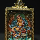 Old Tibet Bronze Gilt Painting Yellow Jambhala Wealth God Buddha Amulet Pendant