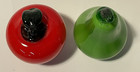 Lot Of 2 Vintage Murano Style Fruits Hand Blown Art Glass Decor Pear   Apple