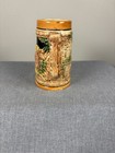 Vintage German Style Ceramic Beer Stein Mug Raised Relief Couple Tavern Scene