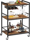 Bar Cart Serving Cart For Home - Rolling Drink Trolley W  Wine Rack Glass Holder