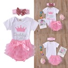 3pcs Newborn Baby Girl Clothes Outfits Romper   Ruffle Shorts Bottoms   Headband