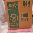 Vintage Girl Scout Cookie Empty Box Burry 844 Thin Mints Split Side And Dents