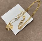 Tory Kira Pearl Pendant White Pearl Gold Necklace With Jewelry Pouch 51cm