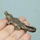 Antique Bronze Figurines Vintage Brass Mini Alligator Statue Crocodile Miniature