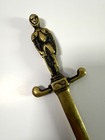 Vintage Brass Letter Opener     Warrior Figure Handle     Sword Shape